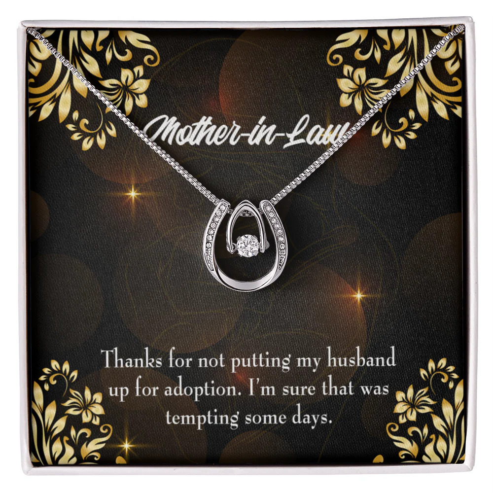 Mother-in-Law Funny Mother-in-Law Message Lucky Horseshoe Necklace Standard Box
